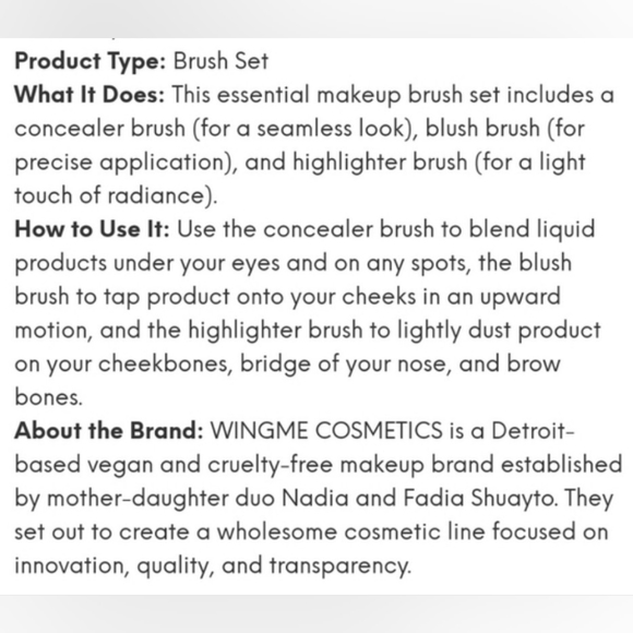 WINGME COSMETICS HALO SERIES ESSENTIAL BRUSH TRIO. - Picture 4 of 4